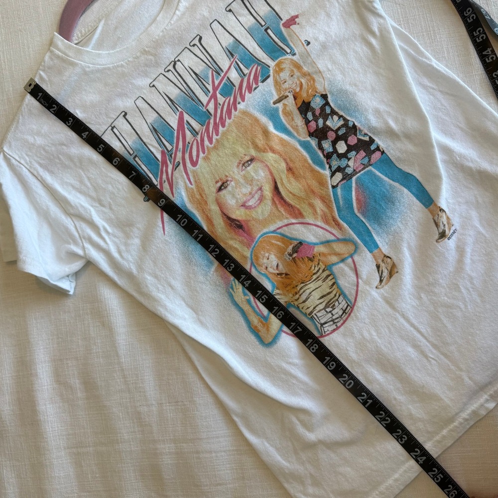 Disney Hannah Montana Miley Cyrus Graphic T-Shirt White Y2K Retro Pop‎ Star Tee - Picture 6 of 6